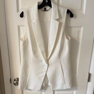 White House Black Market Sleeveless Blazer White Office Professional Size 12